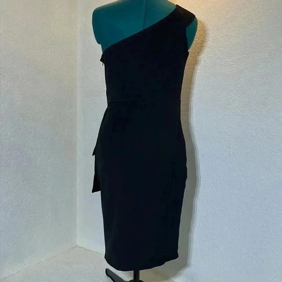 Elia-Cher Little Black Dress One Shoulder Flattering Size 8 - Picture 3 of 10
